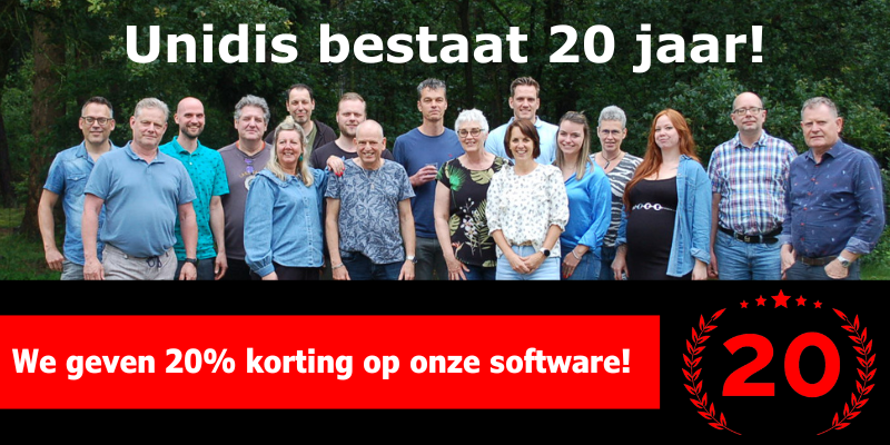 Jubileumactie: 20 jaar = 20% korting!